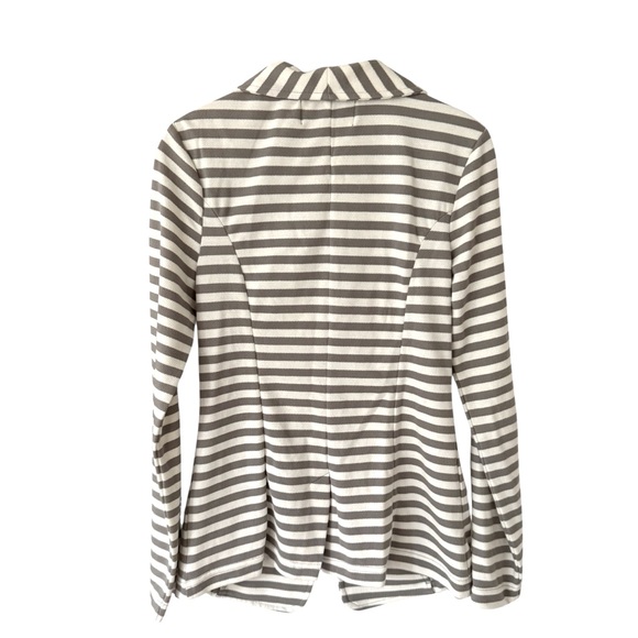 Caslon Women’s Gray White Striped Blazer Jacket Size Small Cotton - Picture 8 of 16